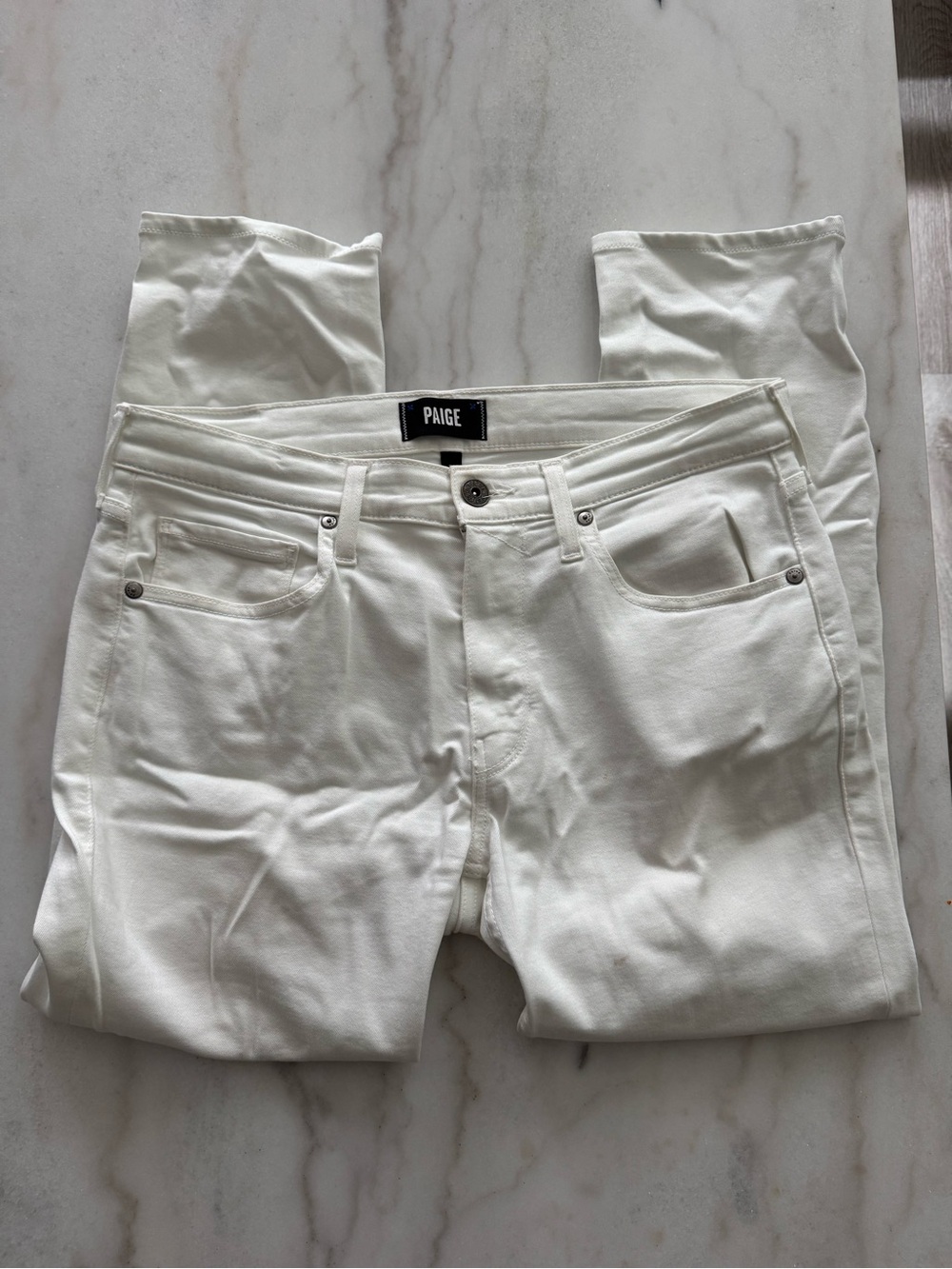 PAIGE Men’s Cream-White Skinny Jeans